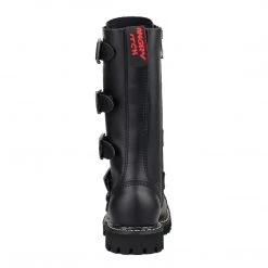 Angry Itch 14-Hole 5-Buckle Black Leather Boots Men's Stuff