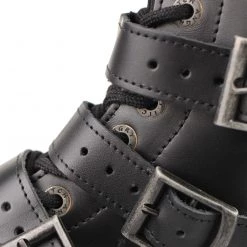 Angry Itch 14-Hole 5-Buckle Black Leather Boots Men's Stuff