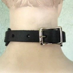 Ape Leather Men's Stuff Choker With One Welded D-ring And O-ring - Black On Black Leather