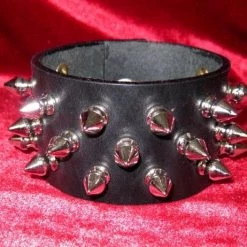 Ape Leather 3-Row Spiked Wristband