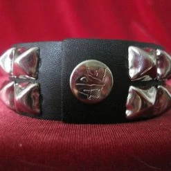 Ape Leather Wristbands And Cuffs Two Row Pyramid Wristband