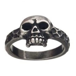 INOX Men's Stuff Antiqued Stainless Steel Skull Ring