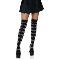 Leg Avenue Argyle Knit Over The Knee Socks