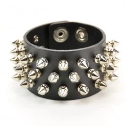 Funk Plus Men's Stuff Spiked Bracelet With 3 Rows Of Short Spikes