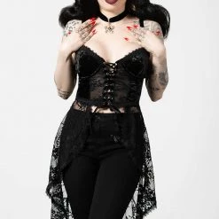 Killstar Be Veiled Lace Basque Women's Stuff