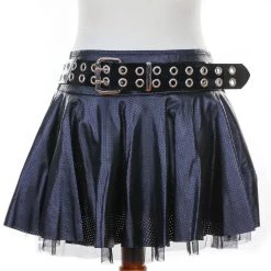 Funk Plus Black Vinyl Belt With Double Row Silver Eyelets