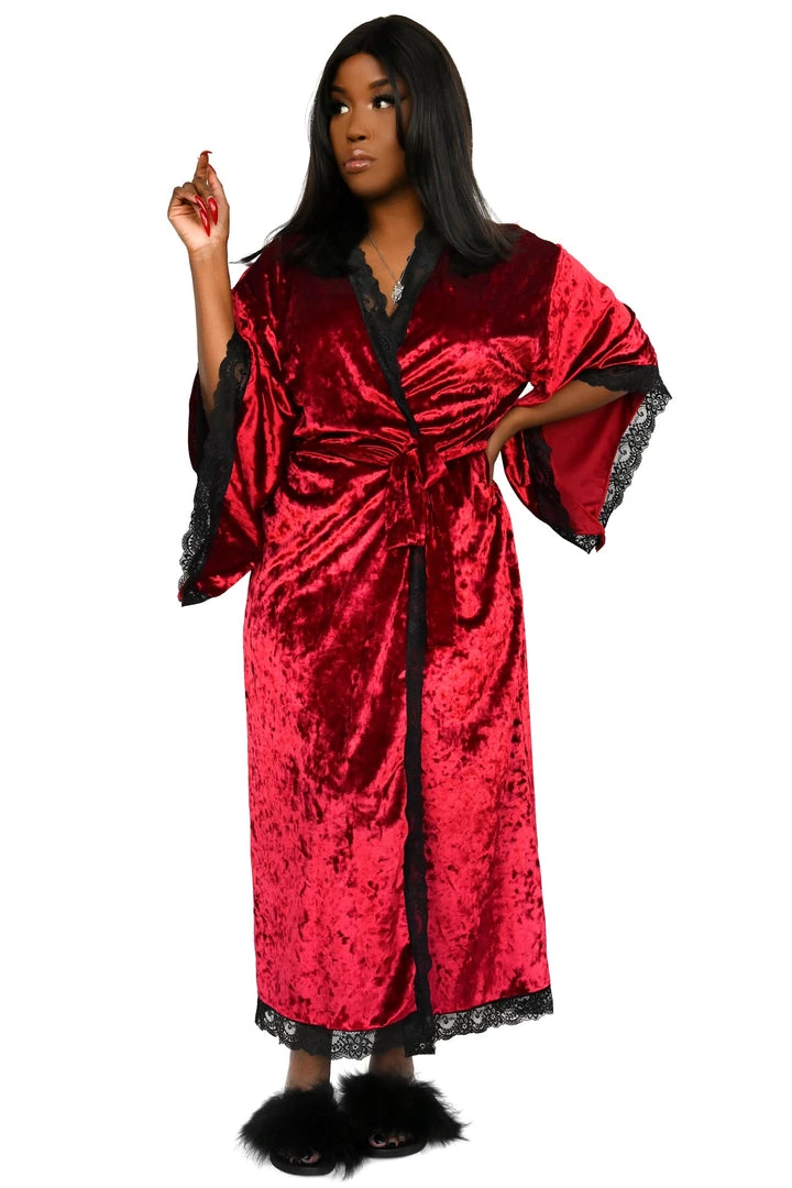 FOXBLOOD Bathory Dressing Robe - Crimson Red Crushed Velvet (Limited Edition) Women's Stuff 4 FOXBLOOD Bathory Dressing Robe - Crimson Red Crushed Velvet (Limited Edition) Women's Stuff