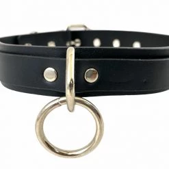 Funk Plus Black Vegan Leather Choker With Loop And Ring