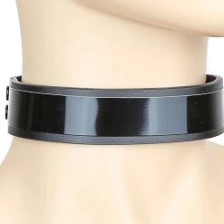 Funk Plus Black Leather Choker With Black Metal Plate
