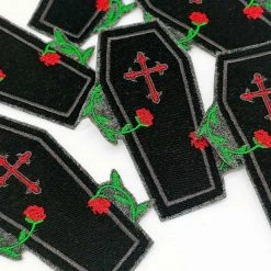 Project Pinup Coffin And Roses Gothic Iron On Embroidered Patch Gift Ideas