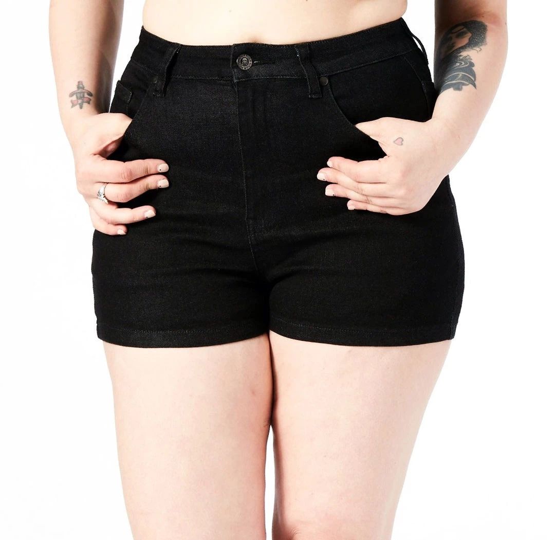 Sourpuss Women's Stuff Essential Denim Shorts - Black 3 Sourpuss Women's Stuff Essential Denim Shorts - Black