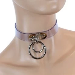 Funk Plus Double Ring Bondage Choker – Clear Vinyl Chokers And Collars