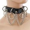 Funk Plus Chokers And Collars Black Vinyl 4-Ring Hanging Chain Choker