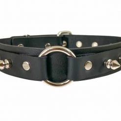 Funk Plus 1 1/8" Black Vegan Leather Spike O-Ring Collar Men's Stuff
