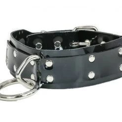 Funk Plus Men's Stuff 1 3/4" Loop & Ring Vinyl Choker - Black