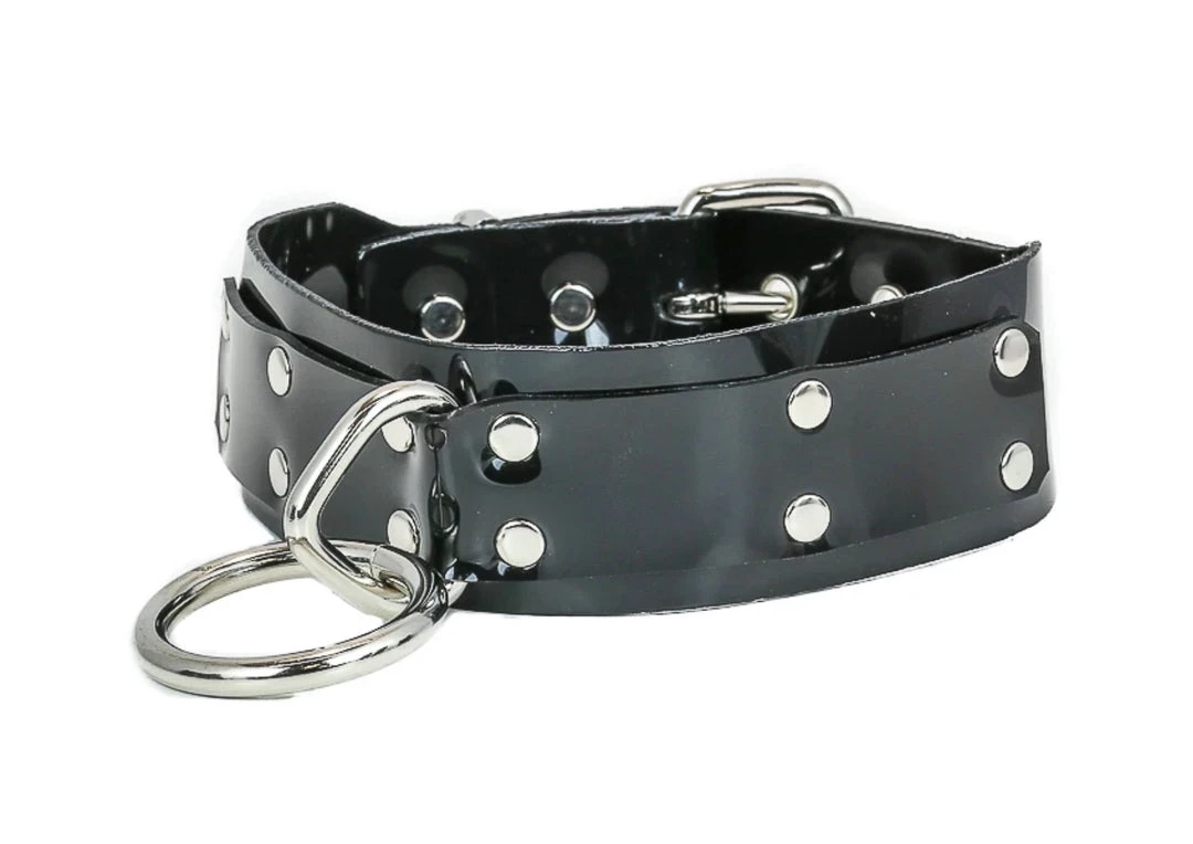 Funk Plus Men's Stuff 1 3/4" Loop & Ring Vinyl Choker - Black 3 Funk Plus Men's Stuff 1 3/4" Loop & Ring Vinyl Choker - Black