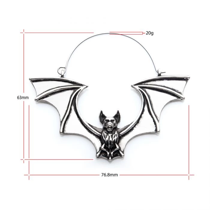 BodyVibe Flying Vampire Bat Plug Hoops Jewelry 4 BodyVibe Flying Vampire Bat Plug Hoops Jewelry