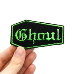 Project Pinup Gothic Coffin Ghoul Embroidered Iron On Patch - Black And Green Gift Ideas