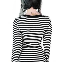 Killstar Jett Long Sleeve Top - Black & White Women's Stuff