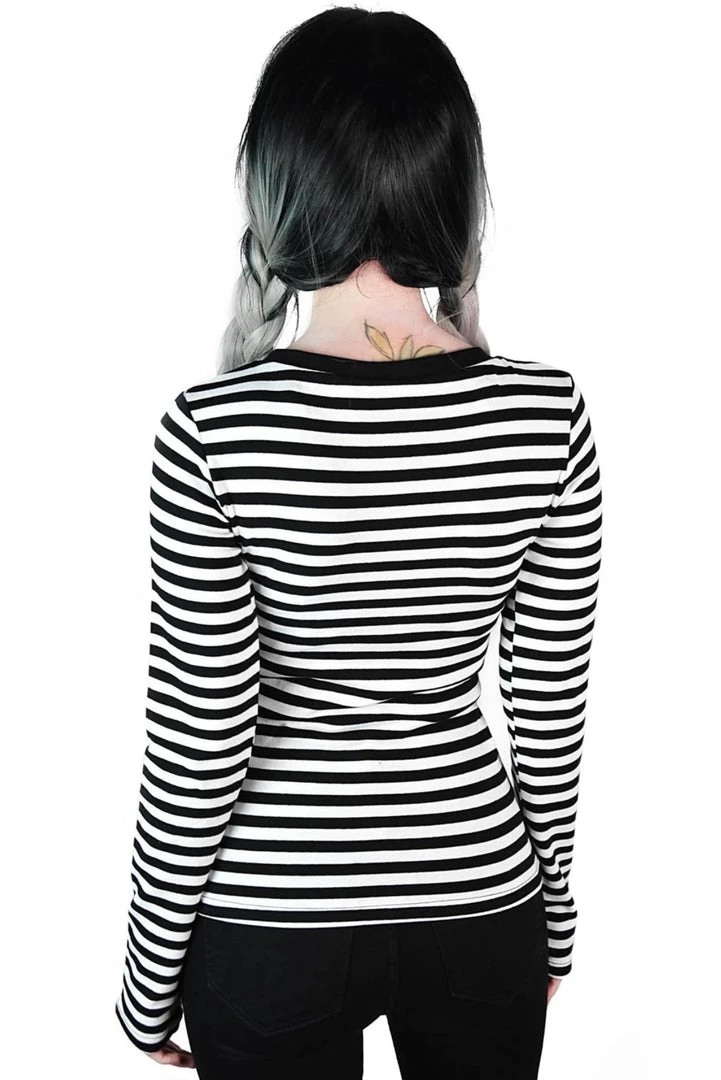 Killstar Jett Long Sleeve Top - Black & White Women's Stuff 4 Killstar Jett Long Sleeve Top - Black & White Women's Stuff