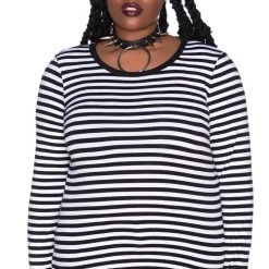 Killstar Jett Long Sleeve Top - Black & White Women's Stuff 7 Killstar Jett Long Sleeve Top - Black & White Women's Stuff