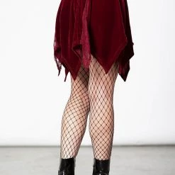 Killstar Lester Velvet Mini Skirt [BLOOD] Women's Stuff