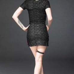 Queen Of Darkness Leather-Look Mini Dress Wit Burned Look Women's Stuff