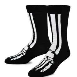 TeeHee Men's Skeleton Foot Polyester Crew Socks