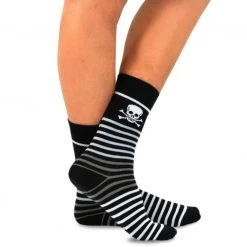 TeeHee Gift Ideas Men's Cotton Crew Skulls And Stripes With Red Accent 5-Pack