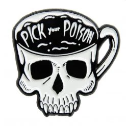 Ectogasm Pick Your Poison Skull Coffee Cup Enamel Pin Pins