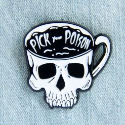 Ectogasm Pick Your Poison Skull Coffee Cup Enamel Pin Pins 10 Ectogasm Pick Your Poison Skull Coffee Cup Enamel Pin Pins