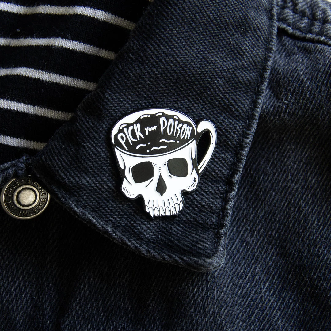 Ectogasm Pick Your Poison Skull Coffee Cup Enamel Pin Pins 7 Ectogasm Pick Your Poison Skull Coffee Cup Enamel Pin Pins