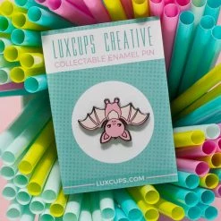 LuxCups Creative Pink Bat Enamel Pin 8 LuxCups Creative Pink Bat Enamel Pin