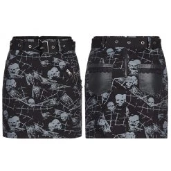 Punk Rave Women's Stuff Gothic Skull Printed Skirt