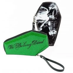 Rock Rebel We Belong Dead Glitter Coffin Wallet - Green Wallets