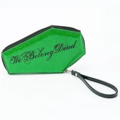 Rock Rebel We Belong Dead Glitter Coffin Wallet - Green Wallets
