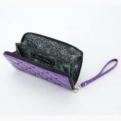 Rock Rebel Studded Bats Purple Glitter Wallet