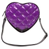 Rock Rebel Bat Studded Quilted Heart Shoulder Bag - Purple