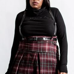 Killstar Women's Stuff Shadows Suspender Mini Skirt [BLOOD TARTAN]