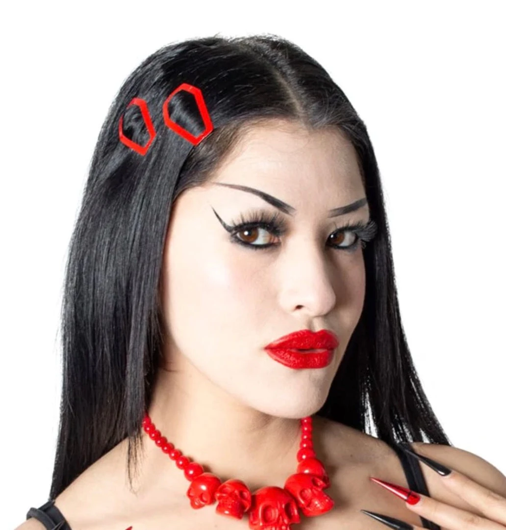 Kreepsville666 Coffin Snap Hair Clip - Red Accessories 4 Kreepsville666 Coffin Snap Hair Clip - Red Accessories