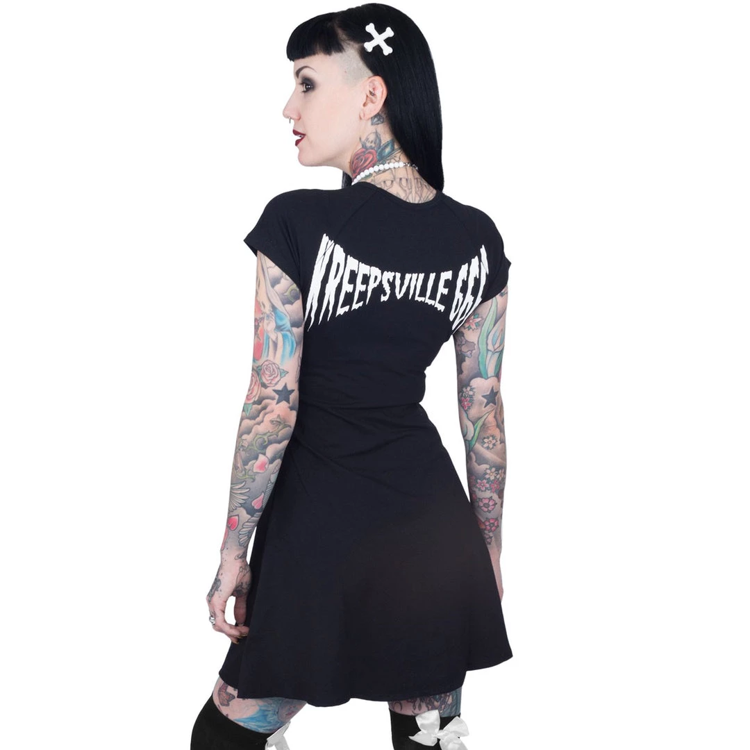 Kreepsville666 Women's Stuff Skeleton White Flare Dress 5 Kreepsville666 Women's Stuff Skeleton White Flare Dress