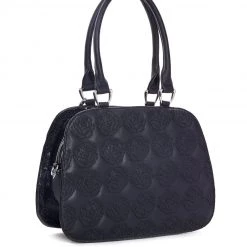 Lux De Ville Skull And Roses Tote Black Matte With Midnight Sparkle Bags & Backpacks