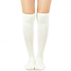 TeeHee Gift Ideas Ivory White Solid Plain Knee High Women's Socks