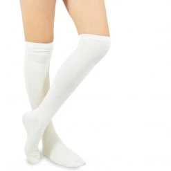 TeeHee Gift Ideas Ivory White Solid Plain Knee High Women's Socks