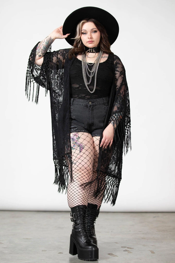 Killstar Women's Stuff Witch Hazel Lace Kimono 4 Killstar Women's Stuff Witch Hazel Lace Kimono