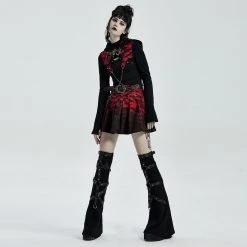 Punk Rave Women's Grunge Dyed Pleated Skirt With Belt