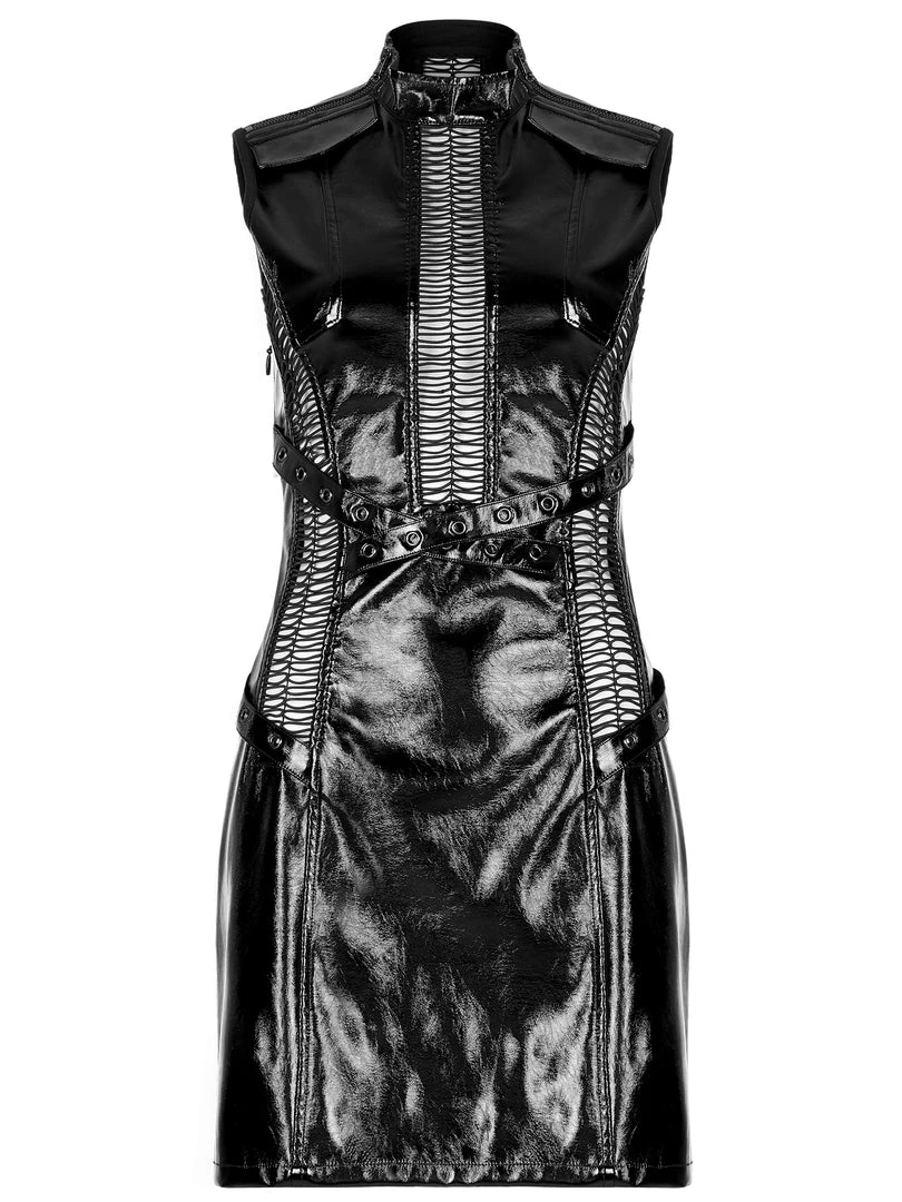 Punk Rave Women's Stuff Patent Leather Hollowed Out Dress 8 Punk Rave Women's Stuff Patent Leather Hollowed Out Dress