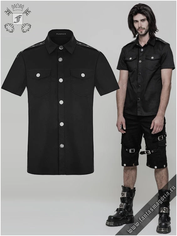 Punk Rave Men's Stuff Casual Black Men's Shirt 4 Punk Rave Men's Stuff Casual Black Men's Shirt