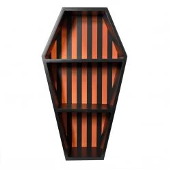 Sourpuss Gift Ideas Striped Coffin Shelf - Black/Pumpkin