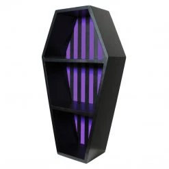 Sourpuss Striped Coffin Shelf - Black/Purple